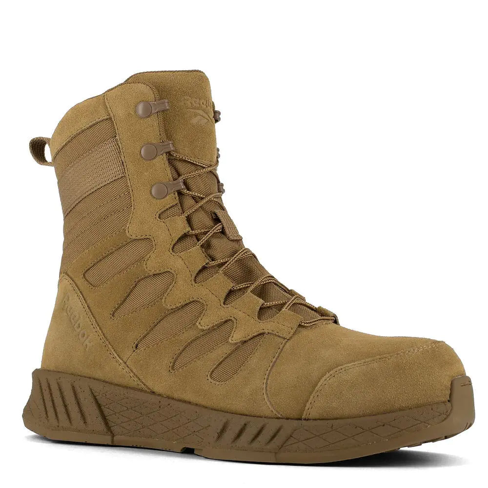 Reebok Mens Floatride Energy Safety Toe 8in Tactical Side Zipper Military Boots Coyote 9