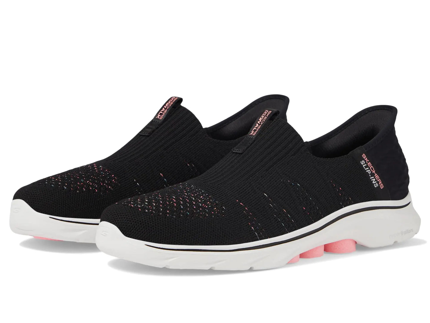 Skechers Womens Go Walk 7 City Lights Hands Free Slip-Ins Sneaker Black/Multi 7.5 Wide