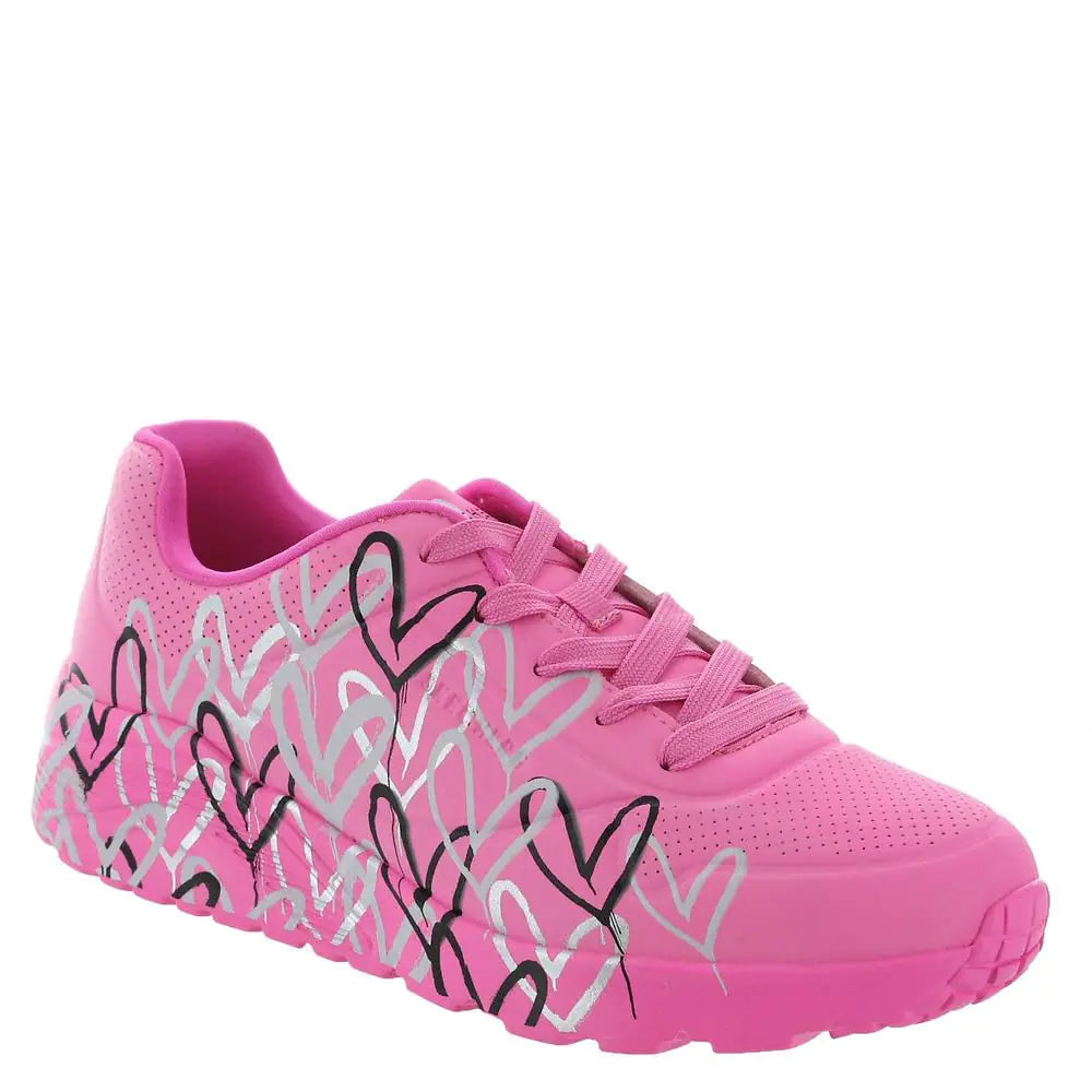 Skechers Girls UNO LITE-Metallic Love Sneaker HotPink/Multi 4.5 Big Kid