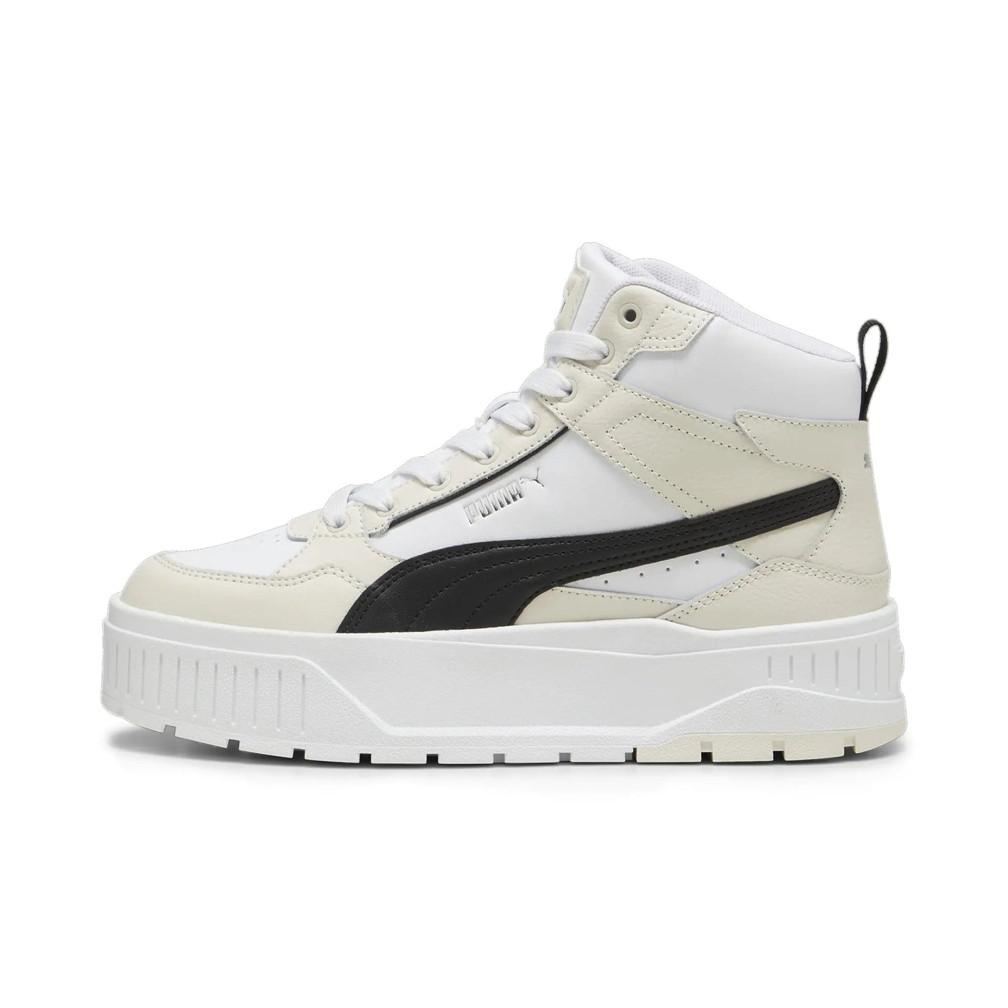 PUMA Womens Karmen II Idol Mid Sneaker White Black-Alpine Snow 7.5