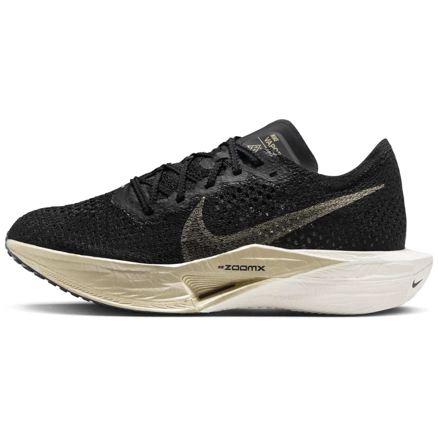 Nike Vaporfly 3 Womens Road Racing Shoes (DV4130-002 Black/Black/Oatmeal/Metallic Gold Grain) Size 6