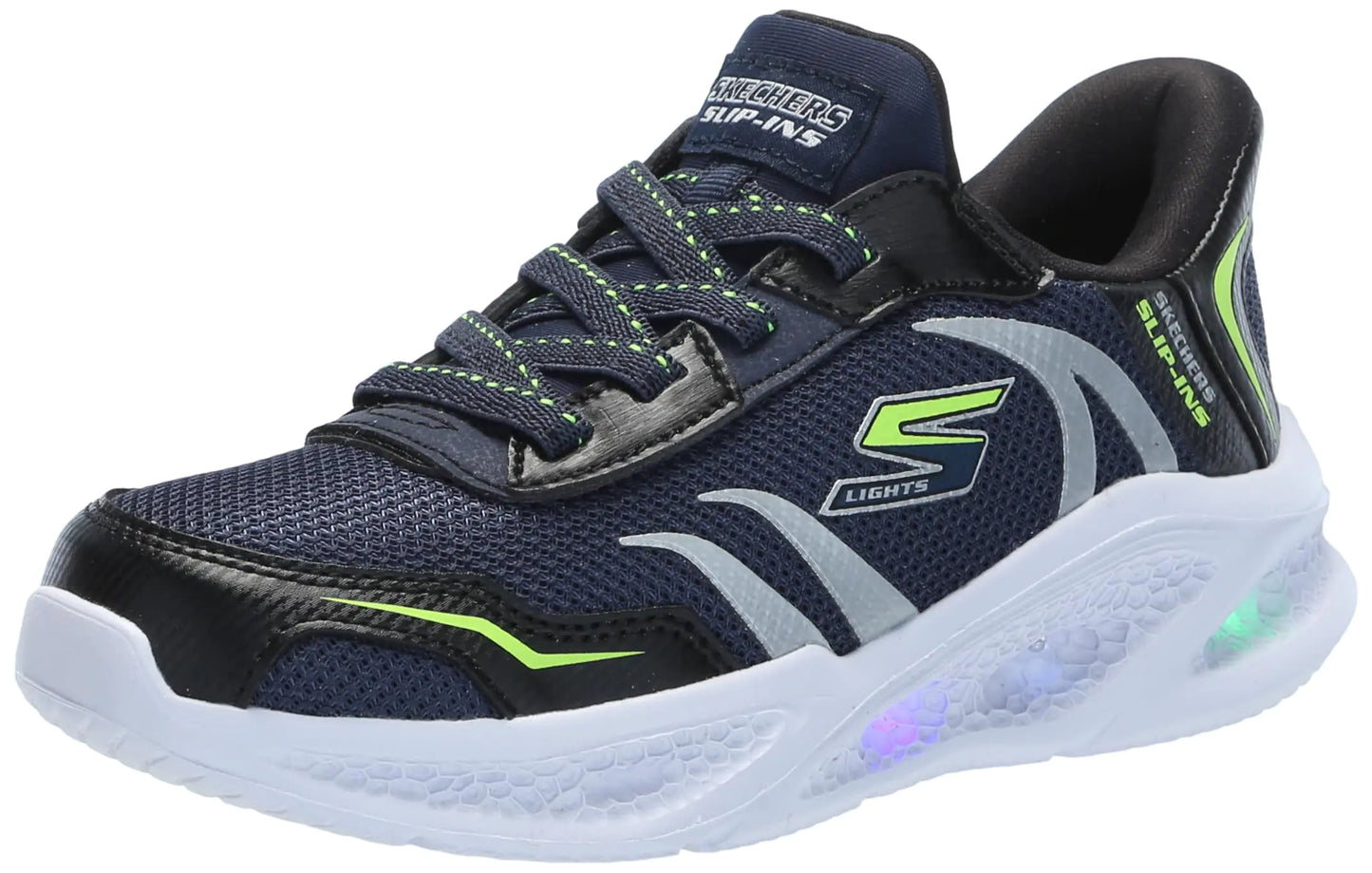 Skechers Boys Meteor-Lights-Brisk Sneaker Navy/Black 12.5 Little Kid