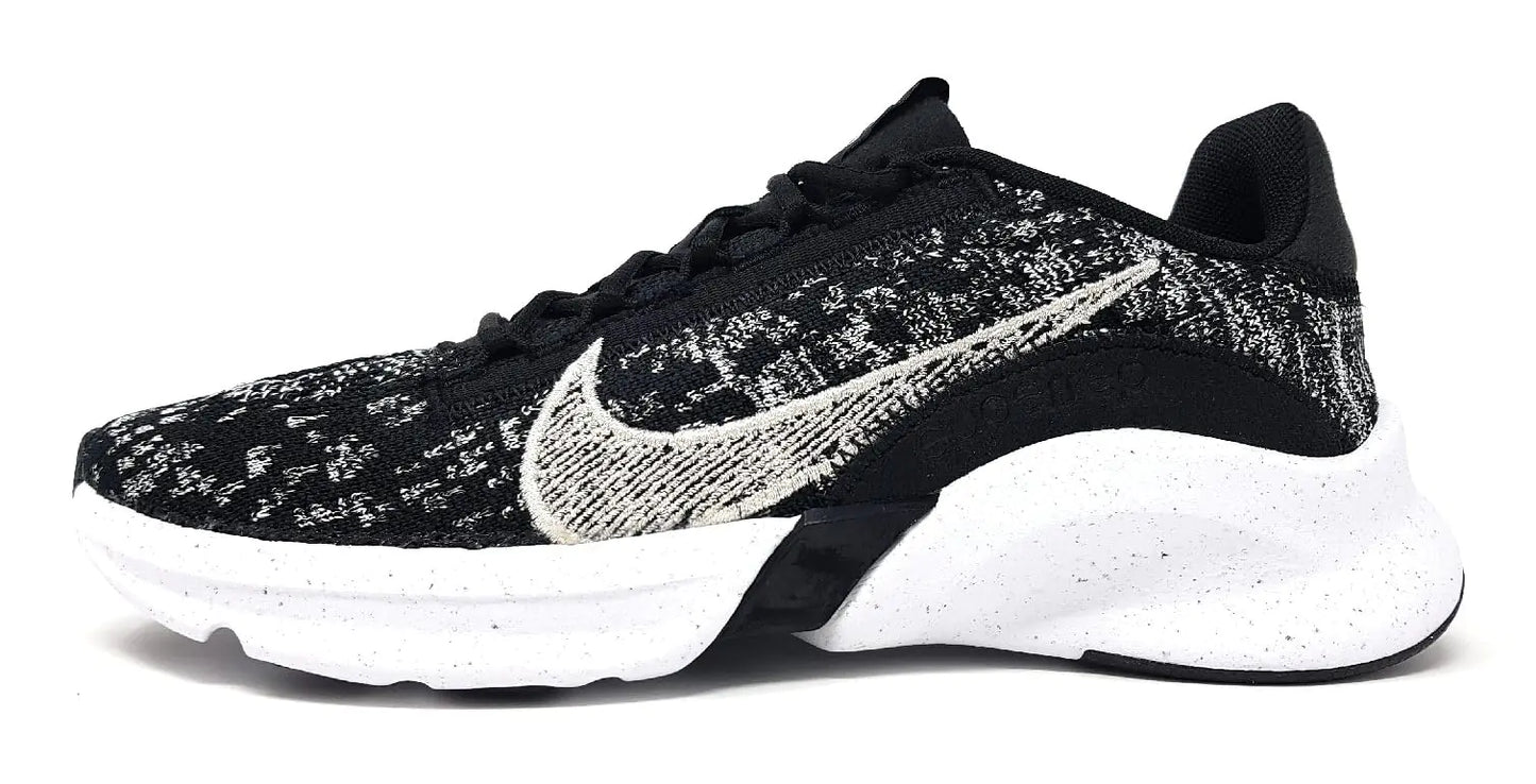 Nike Womens SuperRep Go 3 Next Nature Training Shoes Black Metallic Silver White 8