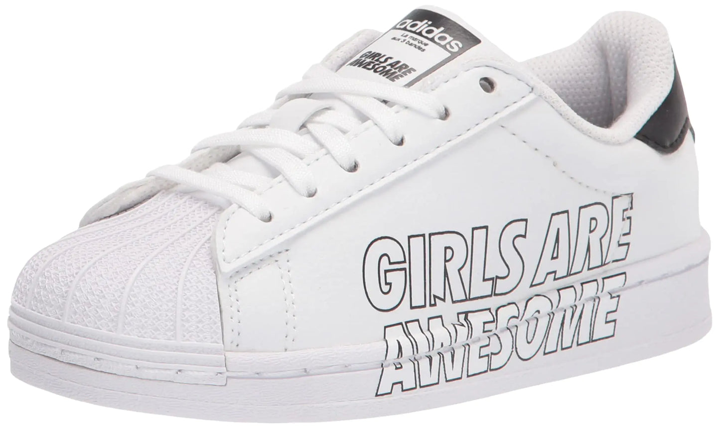 adidas Originals Superstar Sneaker White/White/Black (Girls are Awesome) 10.5 US Unisex Little Kid