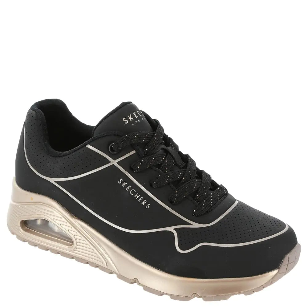 Skechers Womens UNO-Cool Heels Sneaker Black/Rose Gold 10