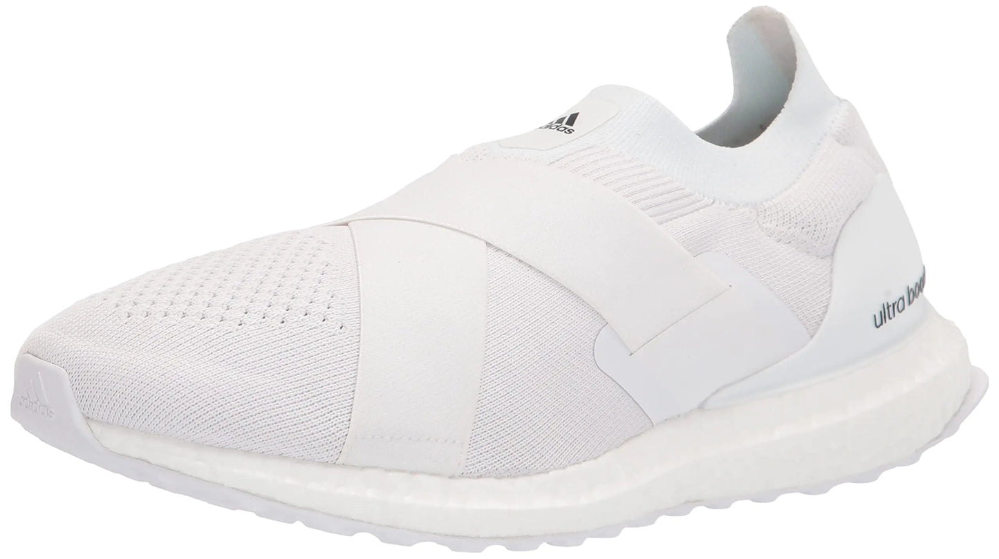 adidas Womens Ultraboost DNA Running Shoe White/White/Acid Orange (Slip-on) 8
