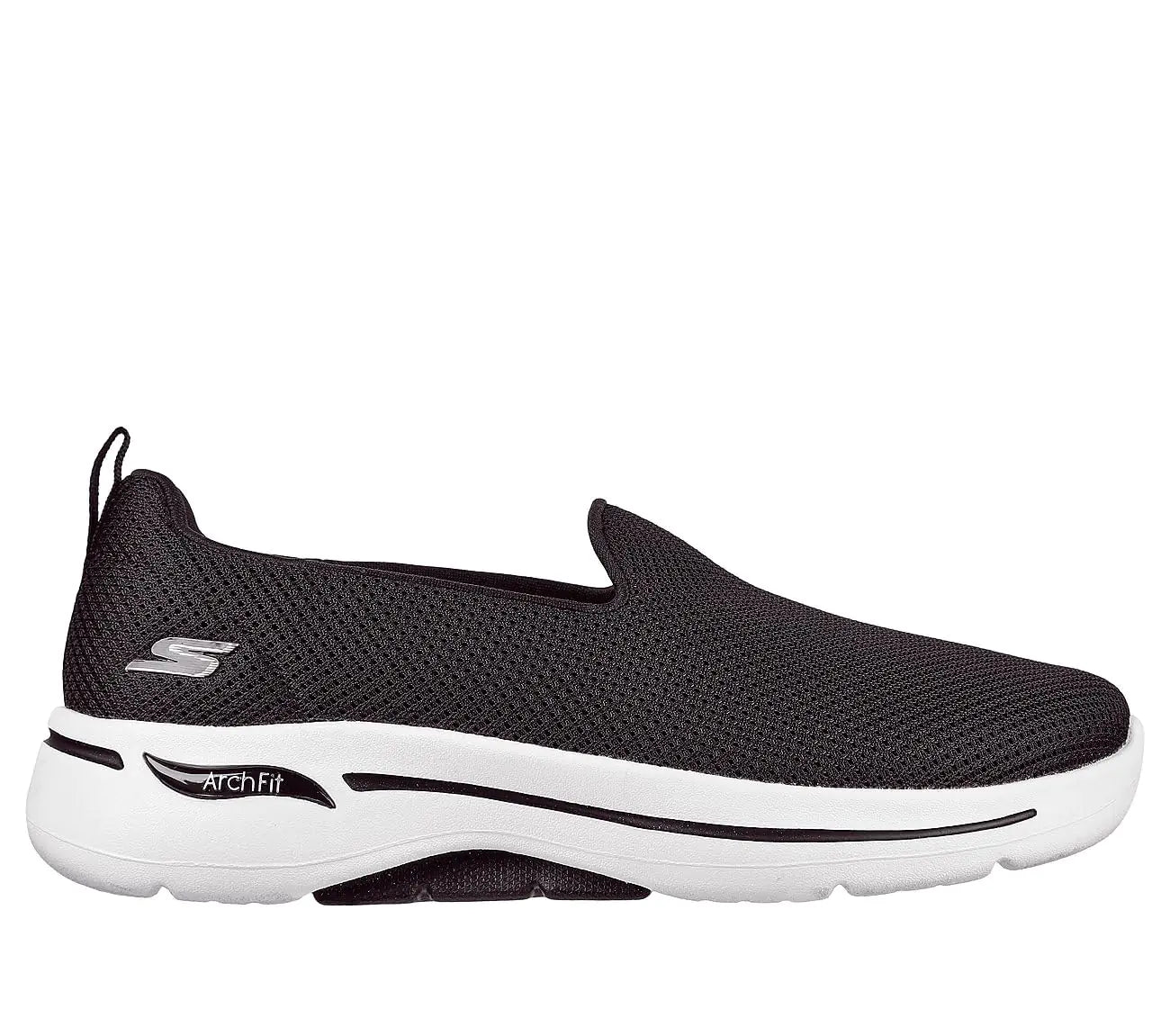Skechers Womens Go Walk Arch Fit Grateful Sneaker Black/White 6 Wide