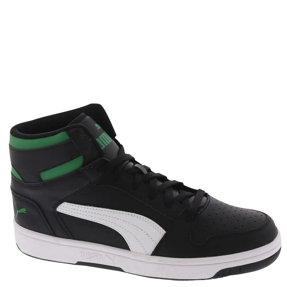 PUMA Rebound Layup Classic Warmups Mens Basketball 12 DM US BlackWhiteGreen