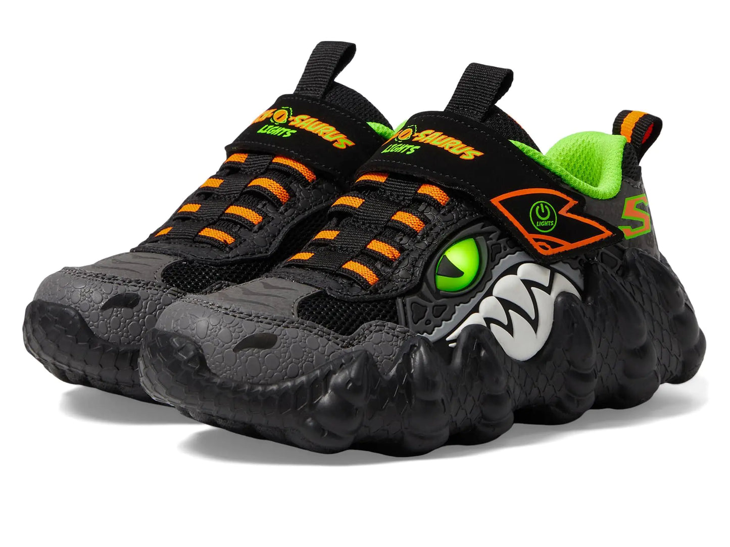 Skechers Boys Skech-O-Saurus Lights Sneaker Black/Lime 2.5 Little Kid