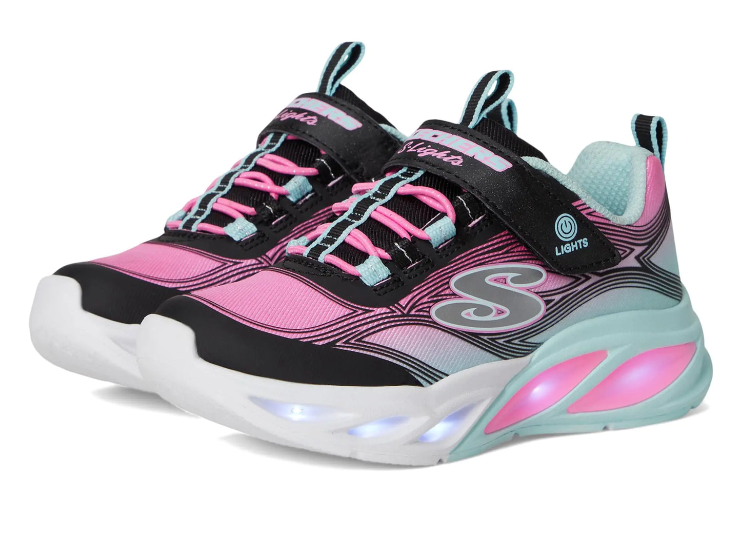 SKECHERS Girls Cosmic Glow Sneaker Black/Multi 10.5 little kid
