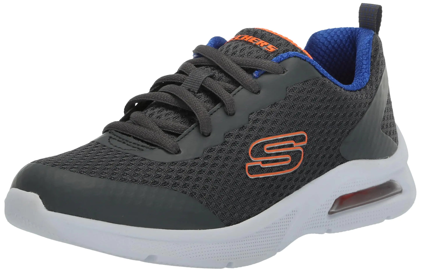Skechers Boys Microspec Max-Vaptix Sneaker Charcoal/Blue 2.5 Wide Little Kid