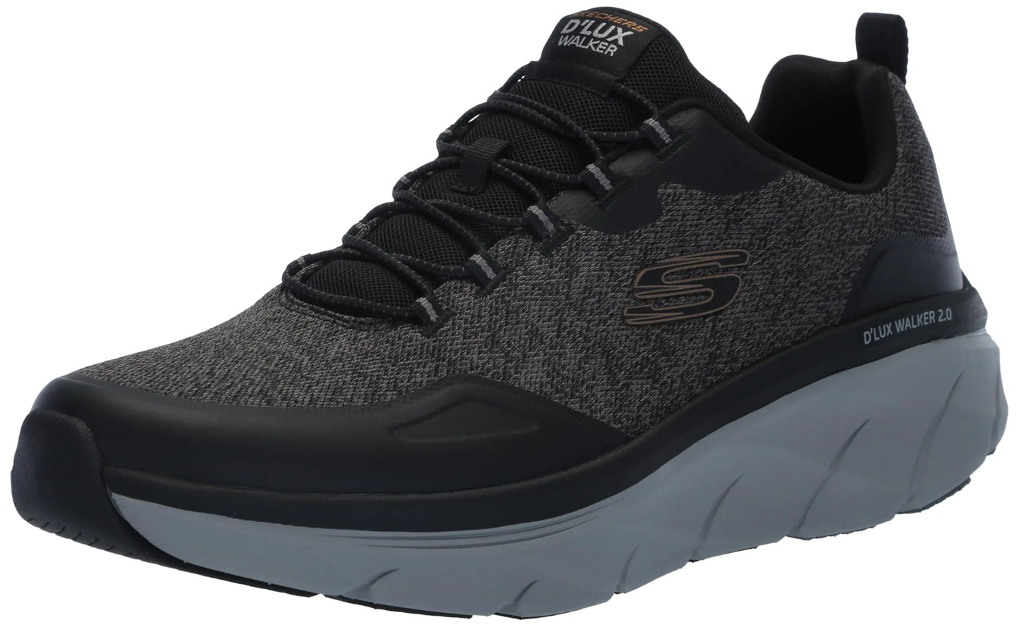 Skechers Mens DLux Walker 2.0 Steadyway Sneaker Black/Charcoal 12 X-Wide