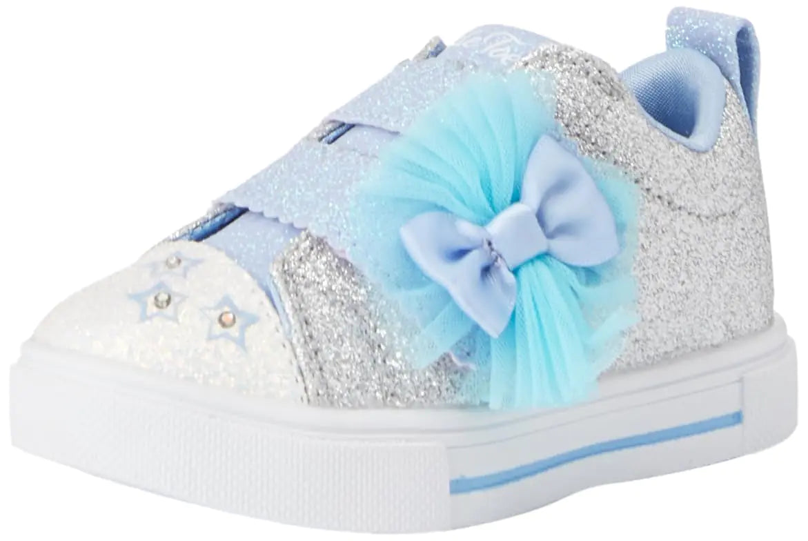 Skechers Girls Twinkle Sparks-Glitter GEMS Sneaker Silver/Light Blue 11 Little Kid