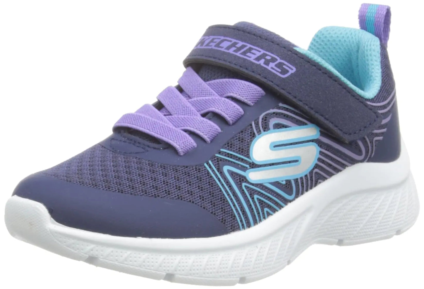 Skechers Microspec Plus-Swirl Sweet Sneaker Navy/Multi 12 US Unisex Little Kid