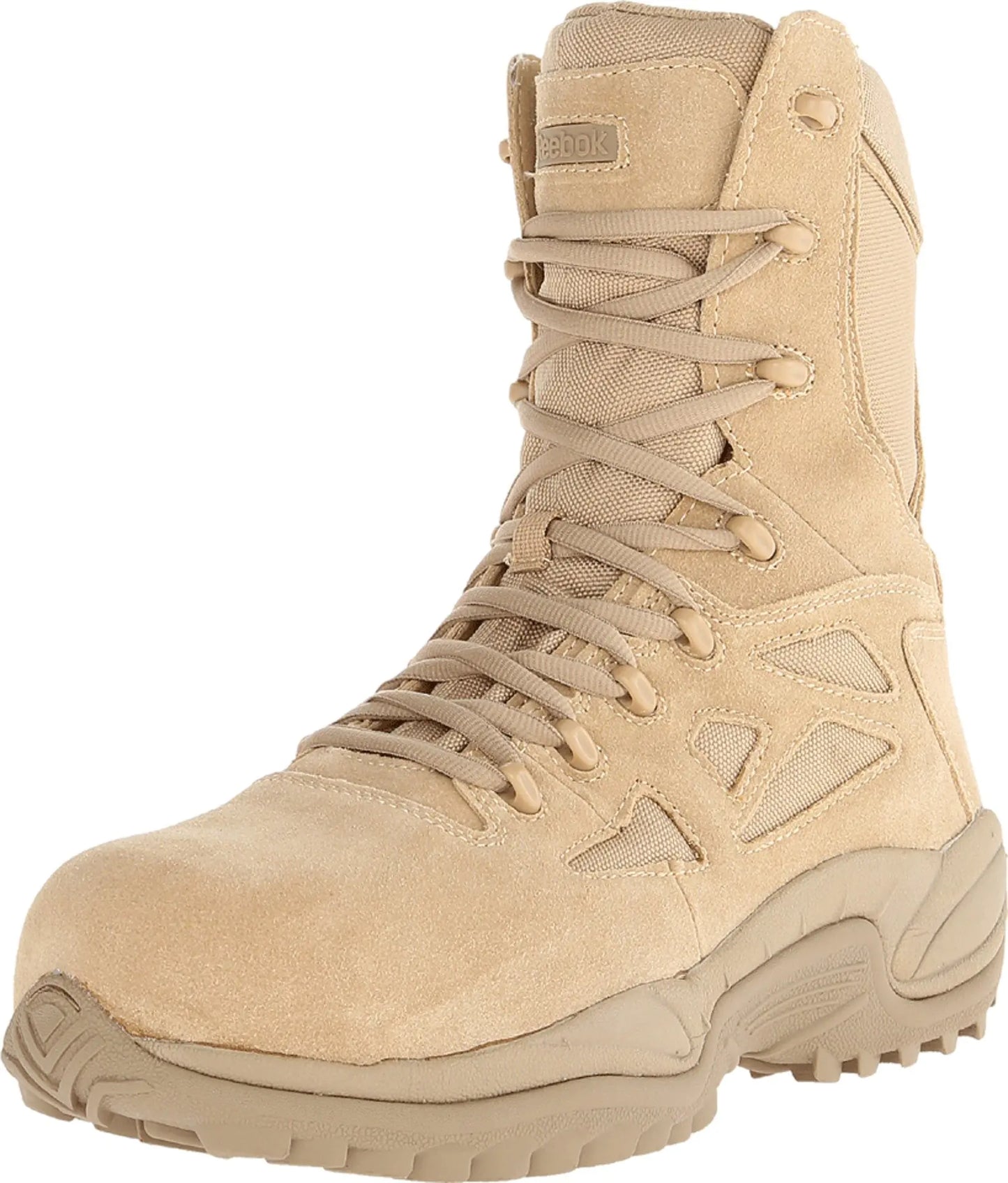 Reebok Work Mens RB8895 Rapid Response RB Soft Toe 8" Stealth Tactical Boot with Side Zipper Desert Tan Military 10 W US