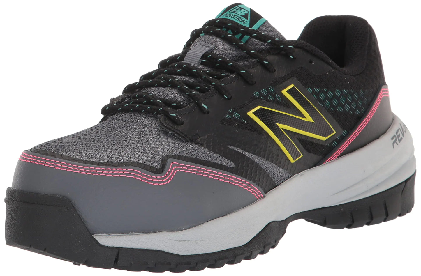 New Balance Womens Composite Toe 589 V1 Industrial Shoe Black/Lead/Sulphur Yellow 8.5