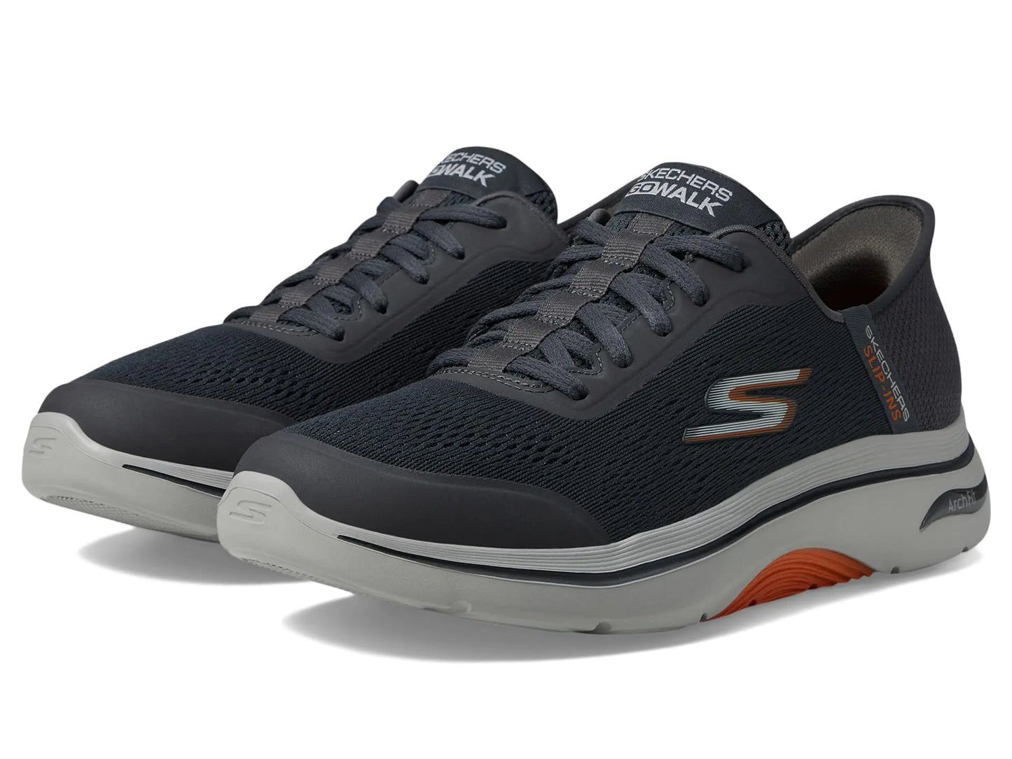 SKECHERS Mens Hands Free Slip-Ins Go Walk Arch Fit 2.0-Simplicity 2 Sneaker Charcoal/Orange 10.5
