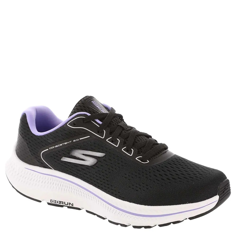 Skechers Womens Go Run Consistent 2.0 Mile Sneaker Black/Lavender 10