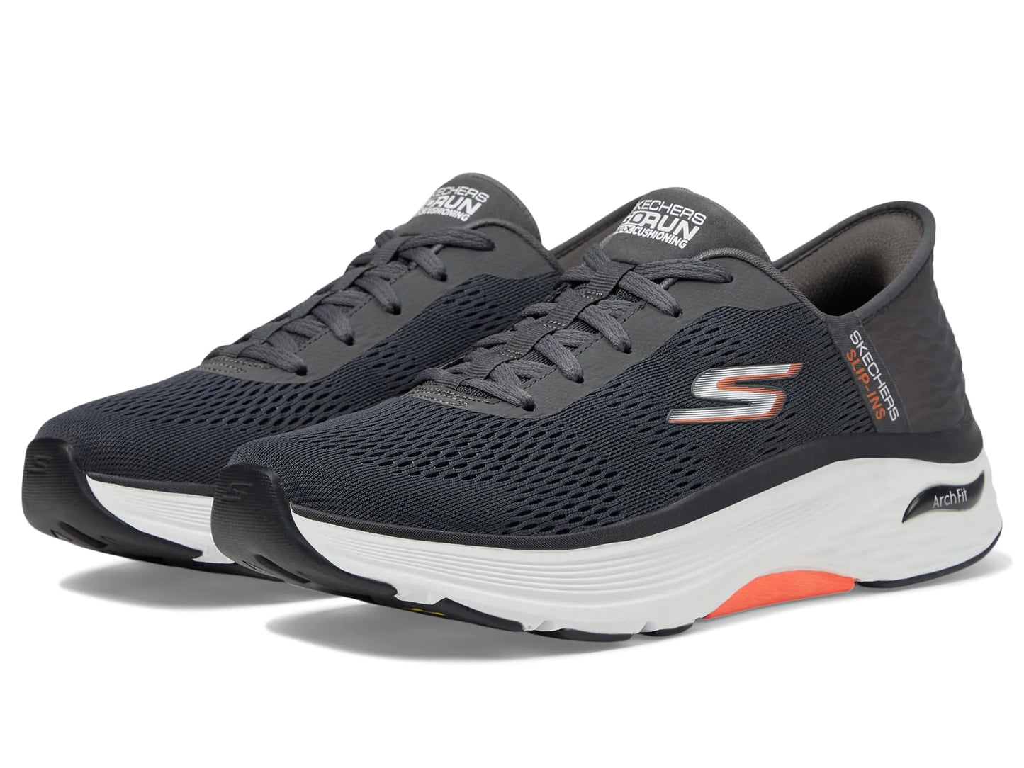 SKECHERS Mens Hands Free Slip-ins: Go Run Max Cushioning Arch Fit-Game Sneaker Charcoal/Black 10