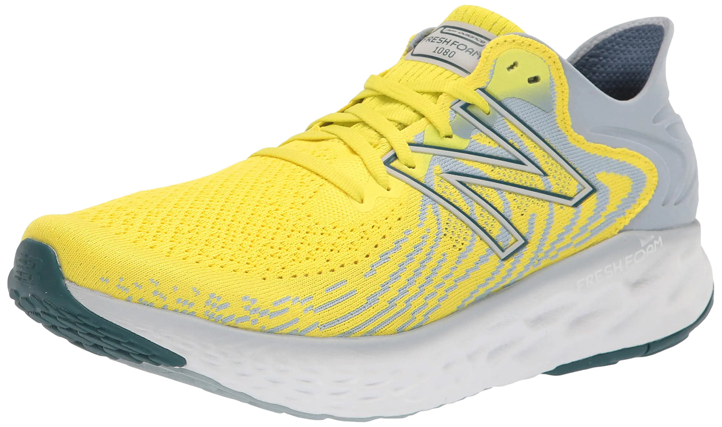 New Balance Mens Fresh Foam 1080 V11 Running Shoe Sulphur Yellow/Light Slate 7.5