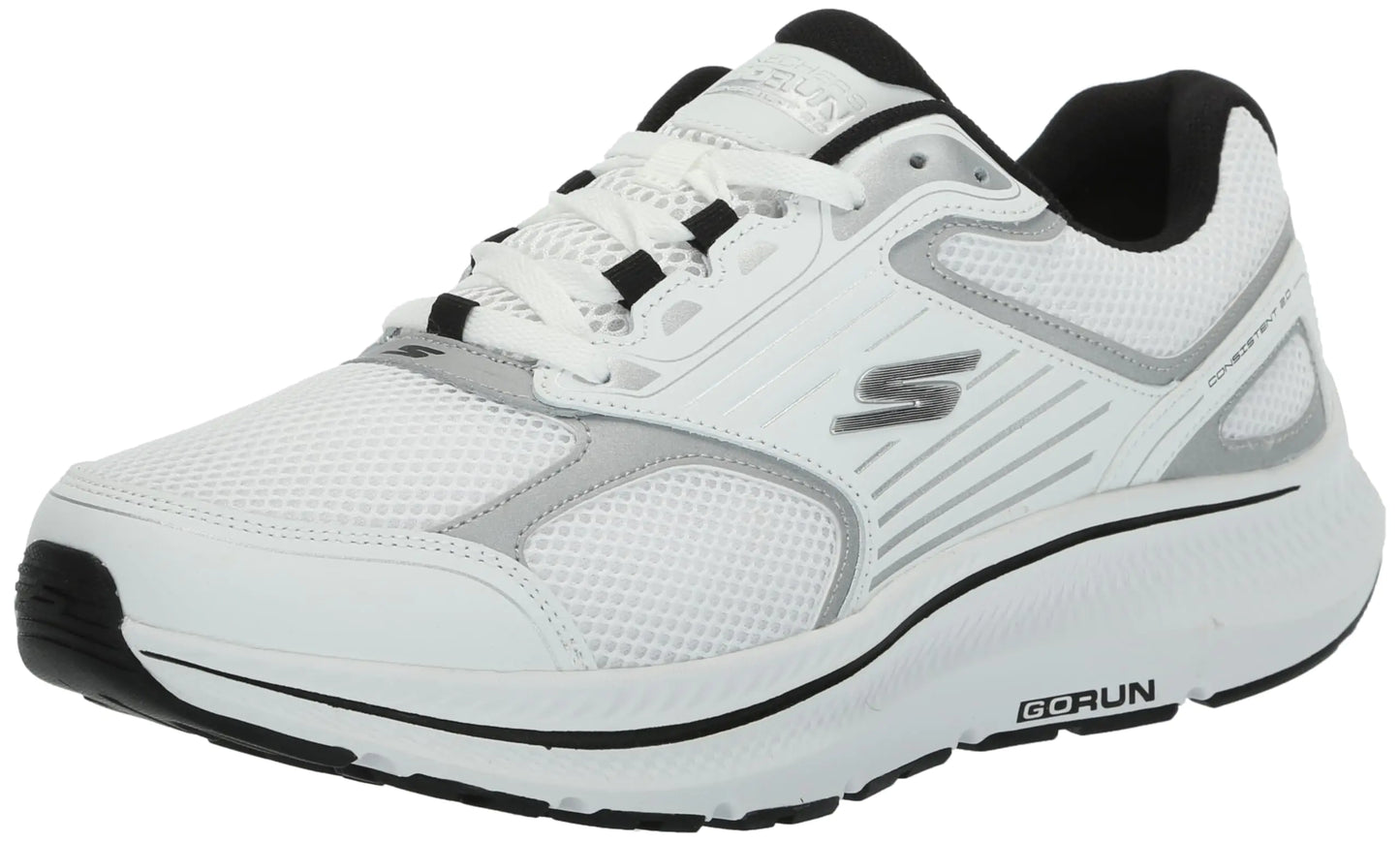Skechers Mens Go Run Consistent 2.0 Wolf Sneaker White/Silver 14 Wide