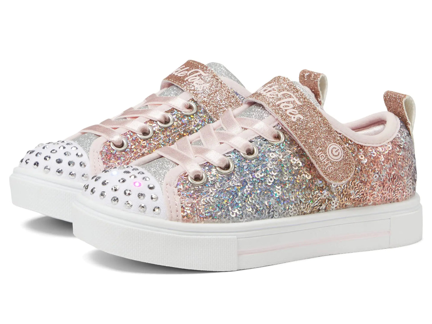 Skechers Twinkle Sparks-Sequin Flash Sneaker Link Pink/Multi 1 US Unisex Little Kid