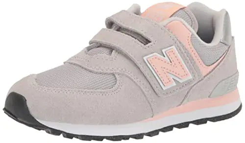 New Balance Girls 574 Core Hook and Loop Sneaker Rain Cloud/Pink Haze 12 Wide Little Kid