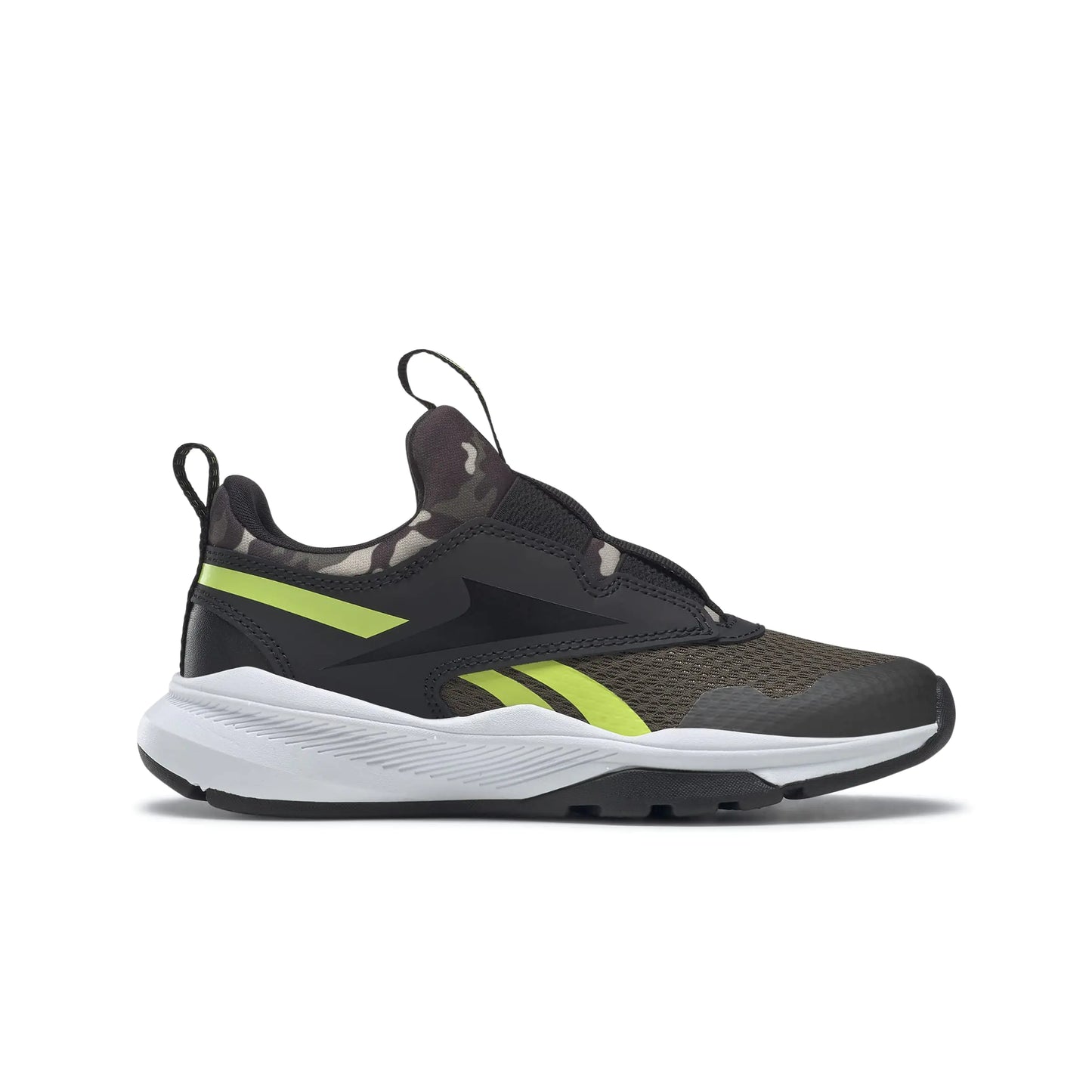 Reebok boys Xt Sprinter Slip on Running Shoe Army Green/Black/Acid Yellow 3.5 Little Kid US