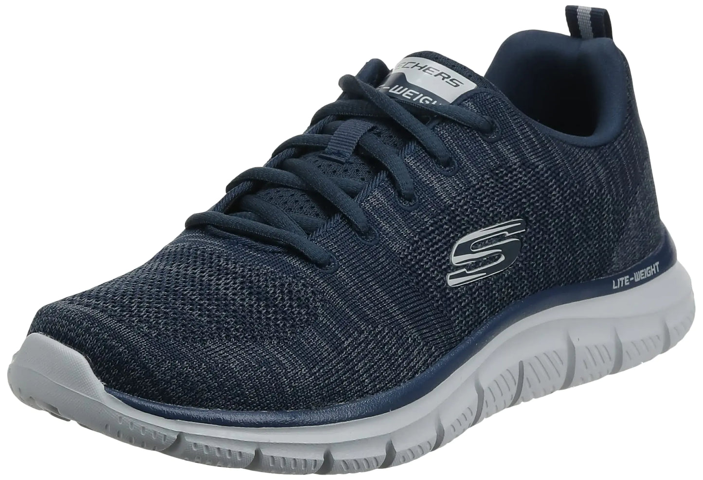 Skechers Mens Track Front Runner Lace-up Sneaker Oxford Navy/Gray 7.5 Wide