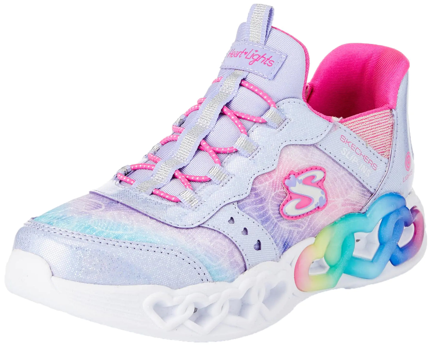 Skechers Girls Infinite Heart Lights-ETERN Sneaker Lavender/Multi 13 Little Kid