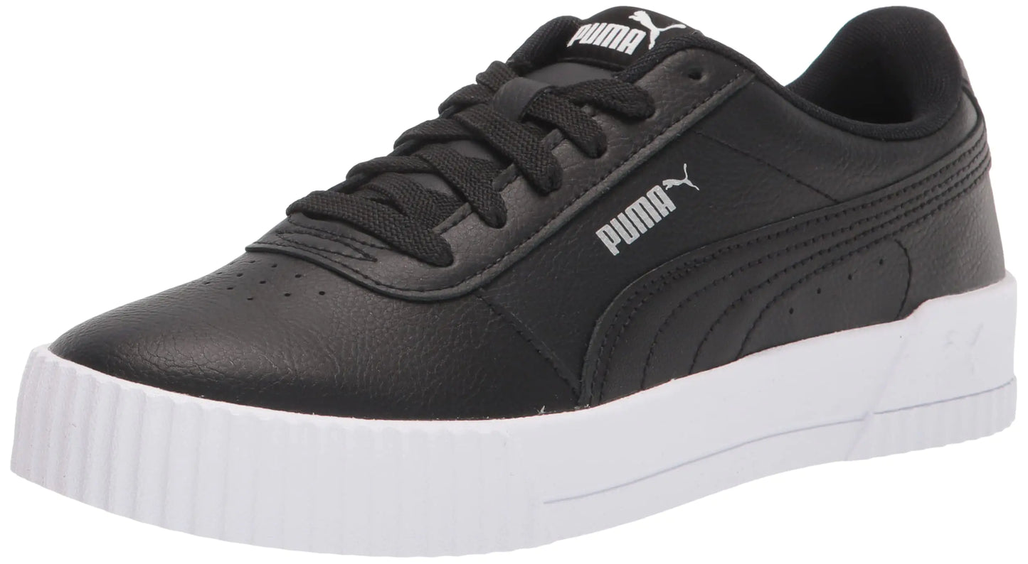 PUMA Womens Carina L Sneaker Black White Silver 7