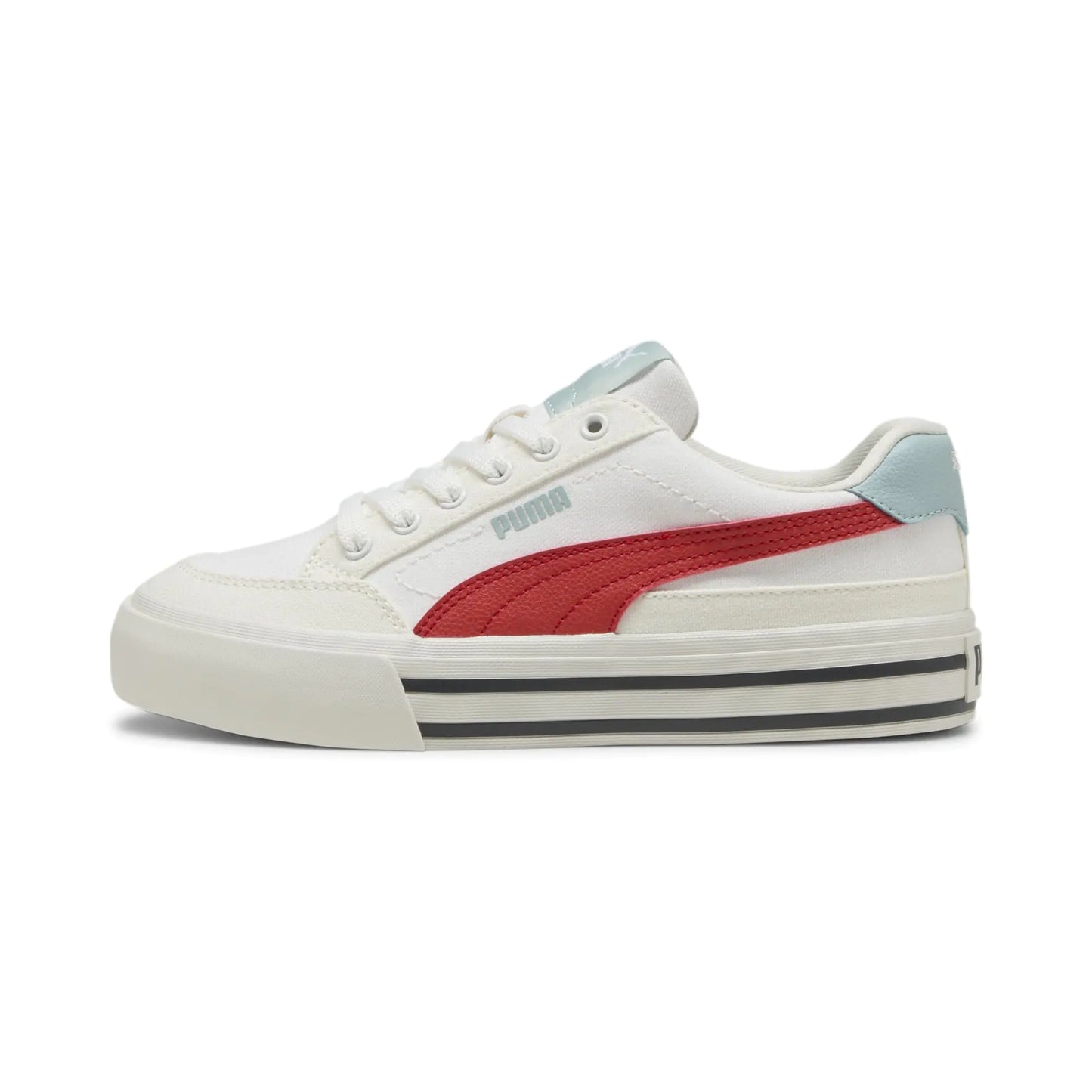 PUMA Court Classic Vulc Sneaker White-Red Fire-Vapor Gray 6.5 US Unisex Big Kid