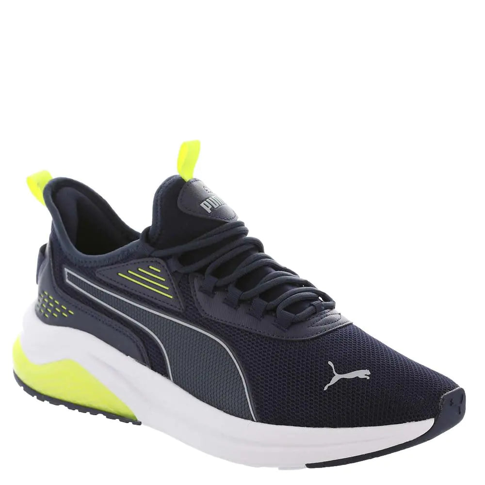PUMA Mens Amplifier Sneaker Navy-Cool Mid Gray-Electric Lime 13