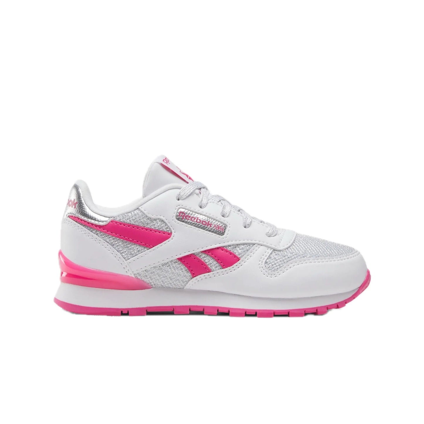Reebok Girls Classic Leather Step N Flash Sneaker White/Bold Pink 11 Little Kid