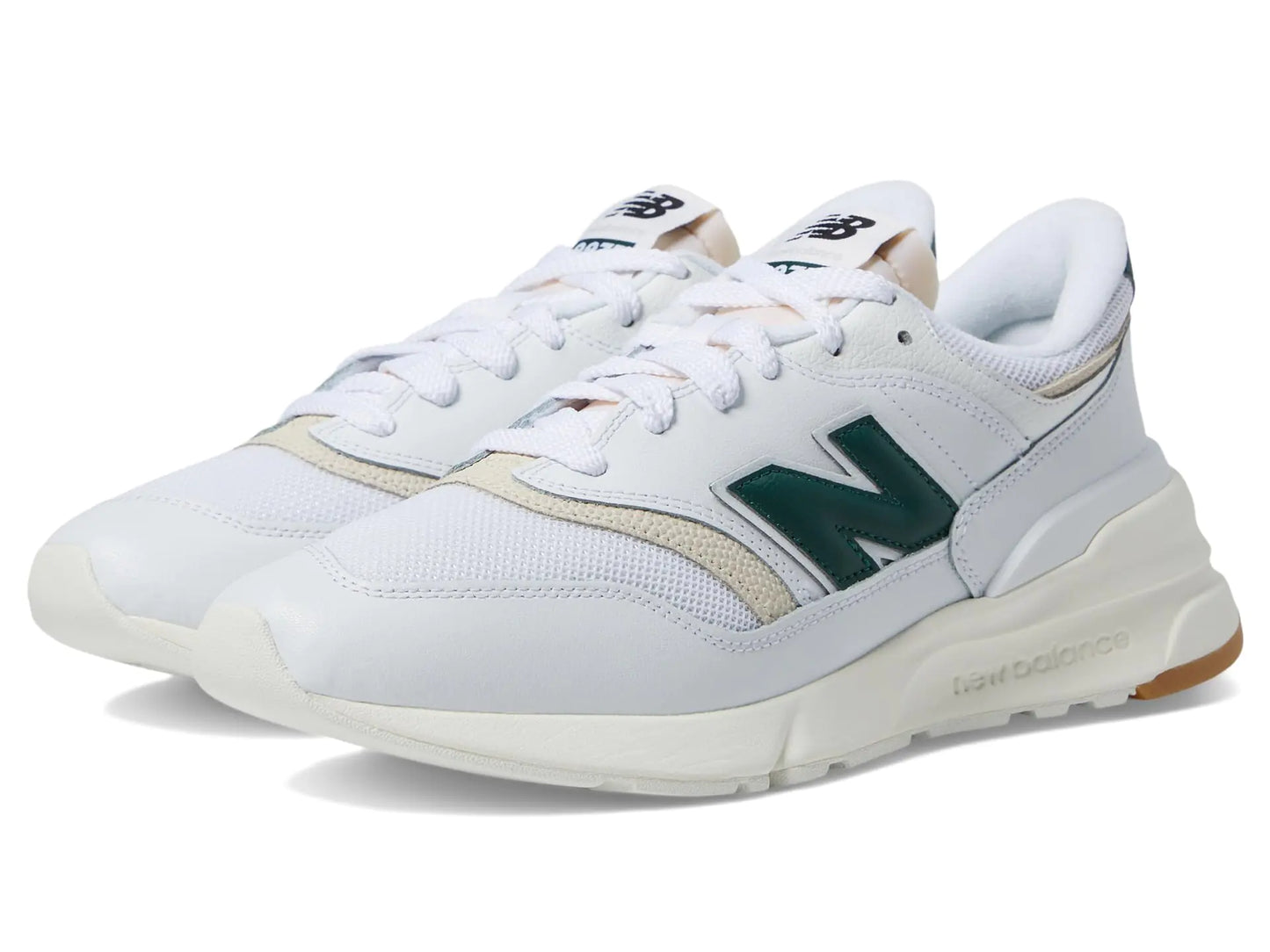 New Balance Classics 997R - Unisex Sneakers - Suede Upper - CUSH+ Insole - Cotton Lining - Rubber Outsole White/Nightwatch Green US Mens 13 Womens 14.5 D - Medium