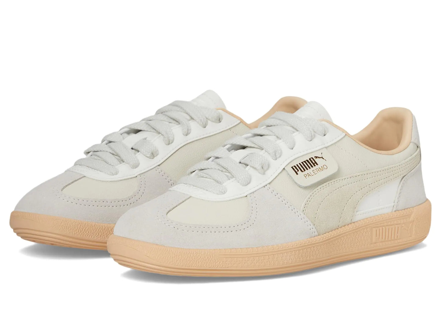 PUMA Womens Palermo Leather Sneaker Warm White/Alpine Snow/Cashew 8