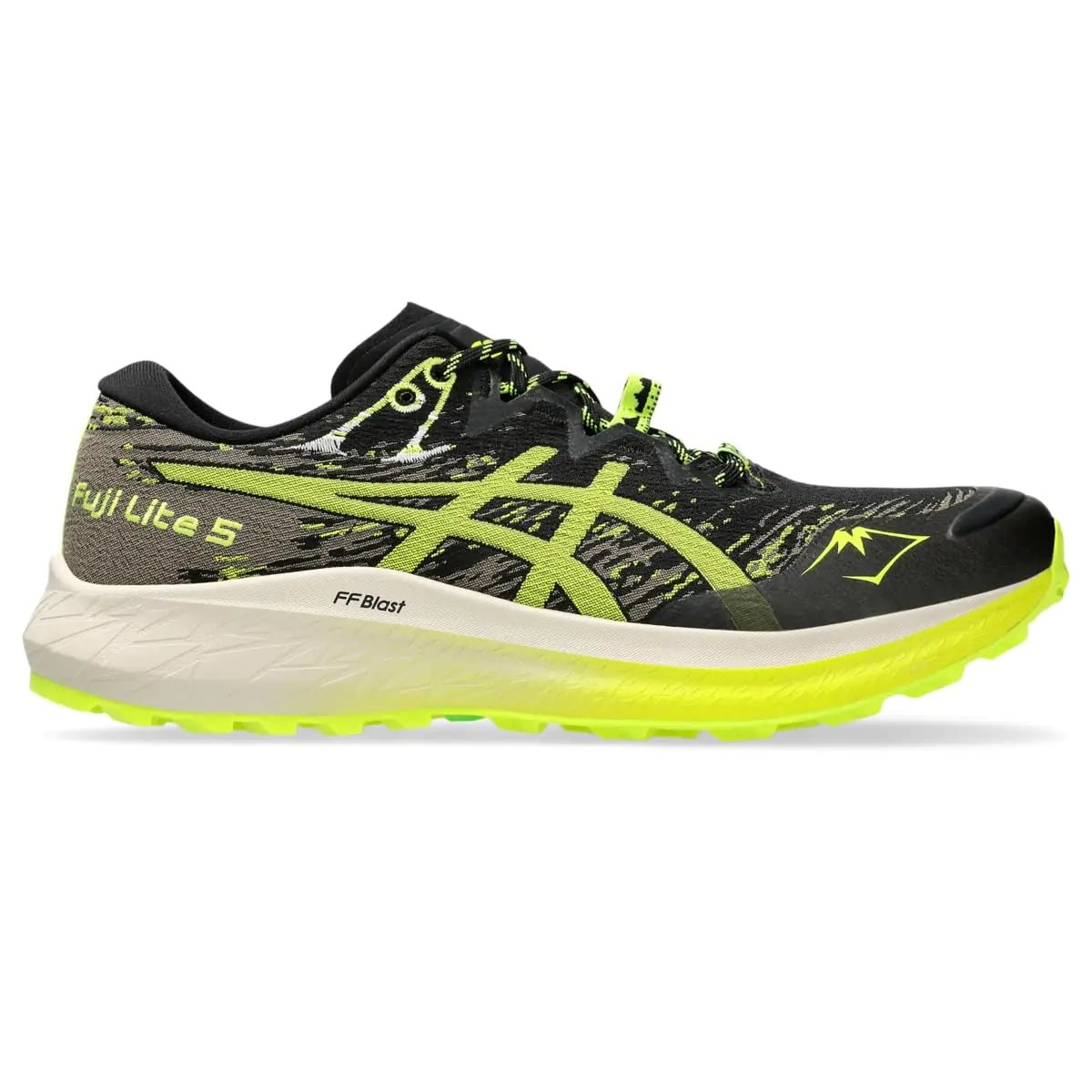 ASICS Mens Fuji Lite 5 Running Shoes 7.5 Black/Safety Yellow