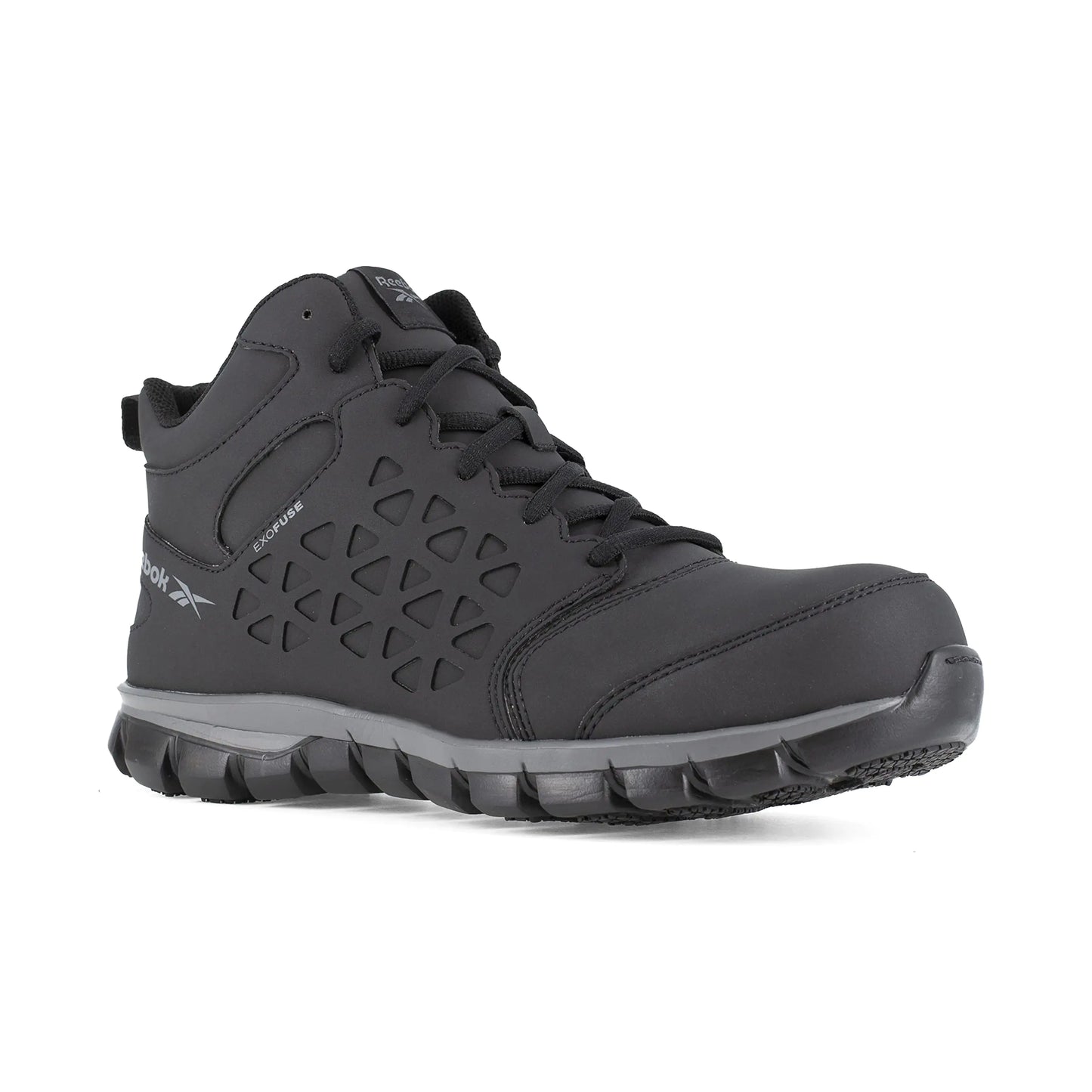 Reebok Work Womens RB406 Sublite Cushion Work Safety Athletic Mid Cut Composite Toe Shoe Black 6